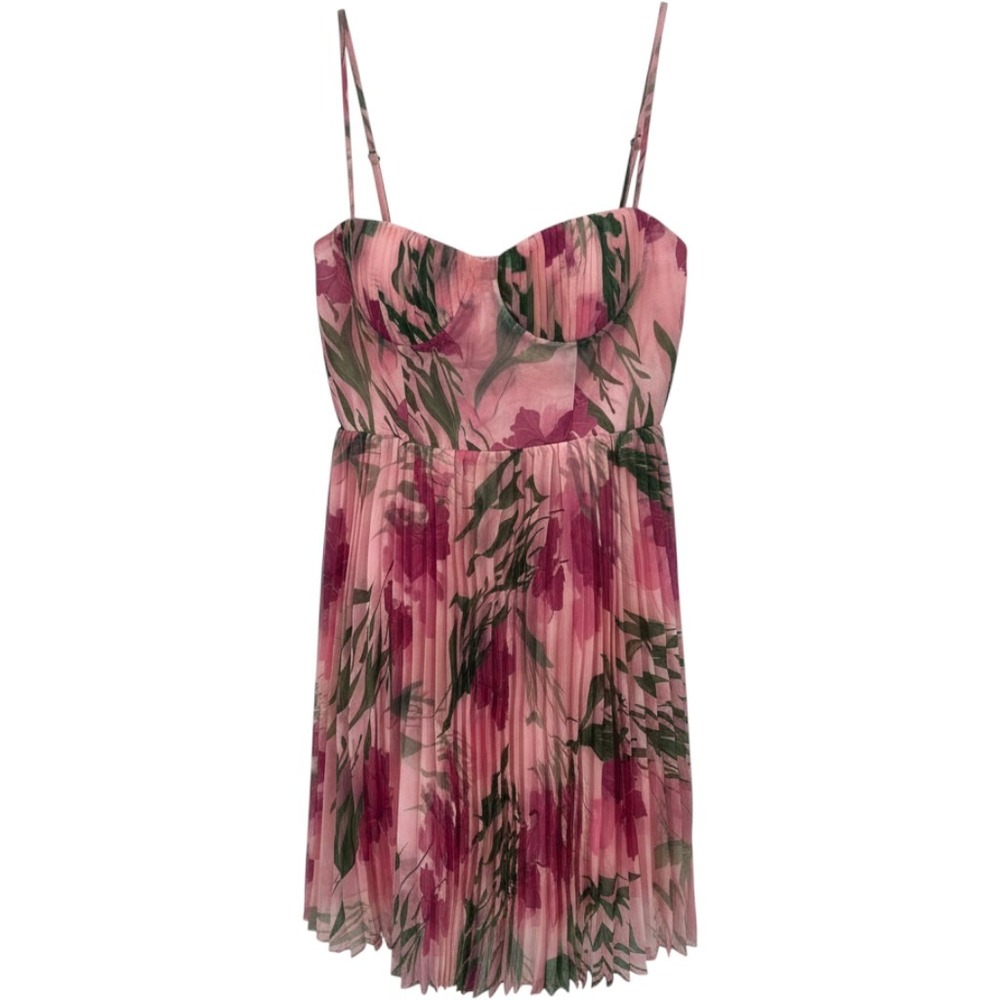 Petal and Pup Achanti Mini Dress Pink Floral Pleated Bustier Small NWT